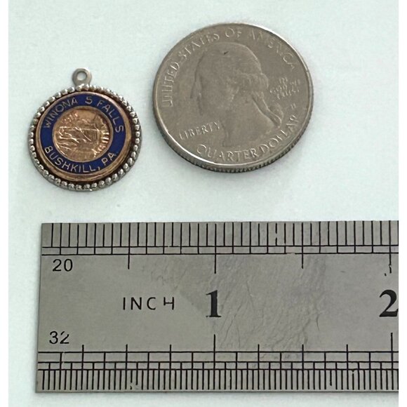 Vintage Sterling Silver Winona 5 Falls Bushkill PA Souvenir Travel Charm Pendant - Picture 2 of 3